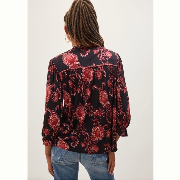 Anthropologie Bl-nk Floral Embroidered V-Neck Top - Picture 7 of 9